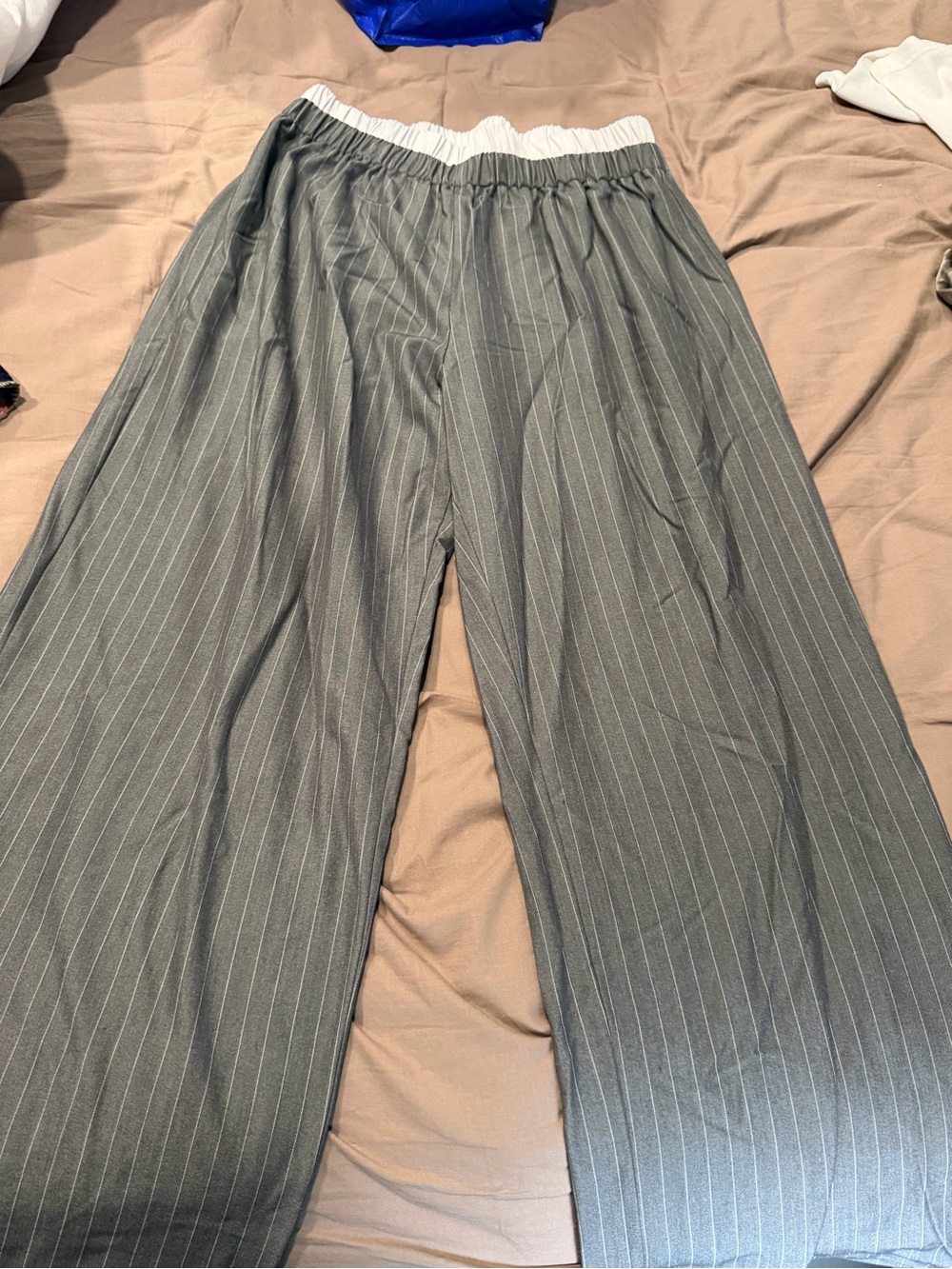 Wide-Leg Gray Pinstripe Women's Trousers
